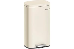 ‎SONGMICS SONGMICS LTB03A02 kuchenny kosz na śmieci, 30 litrów, kosz na śmieci z pedałem, kuchenny z pokrywą Softclose i kosz wewnętrzny, ze stali