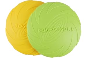 Aoligei Frisbee para Perros, Frisbee de Goma, Frisbee Suave para Perros, Frisbee de Juguete para Perros,Disco para Perros de 2PCS (Verde + Amarillo) (S)