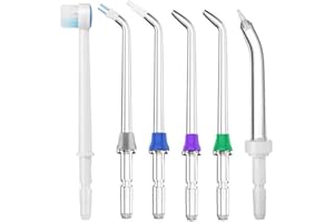 Jerilla 6 pezzi Set di Ugelli per Irrigatore Orale Kit di Punte Jet di Ricambio Compatibile con Waterpik WP-100/WP-250/WP-300/WP-450/WP-560/WP-660/WP-811/WP-900/Flycat FC168/FC188