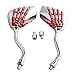 Produktbild Aolvo 10 mm/8 mm Motorrad Spiegel Skelett Hände Universal Motorrad Rückspiegel Chrom Seite Spiegel für Suzuki Honda Kawasaki Yamaha Harley Cruiser Scooter Moterbike, 2 Stück (Rot)