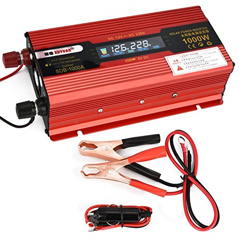 Preisvergleich Produktbild Mouchao Auto-Inverter DC 12V 50Hz roter Inverter mit Bildschirm