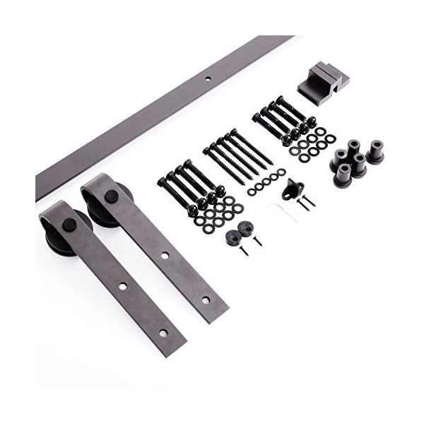 HOMCOM Modern Sliding Barn Door Closet Hardware Track Kit Track System Unit For Single Wooden Door 6.5FT /2000mm - Image 6