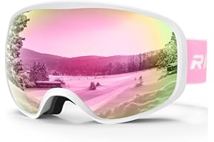 RIOROO Maschera da Sci Bambino 3~14 Anni Occhiali da Sci Maschera Sci Bambino Occhiali Sci 100% Anti UV Anti Nebbia anti-vento antipolvere, OTG per Ragazzo Ragazza Sci Snowboard Sport Invernali