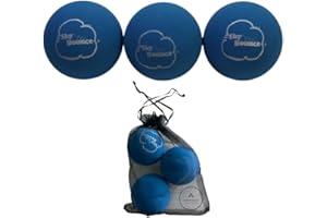 AHSR PRODUCTS Sky Bounce Color Rubber Handballs for Recreational Handball, Stickball, Racquetball, Catch, Fetch, and Many More Games, 2 1/4-Inch, Blue, 3 Count with AHSR Pouch