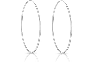 DTPSILVER Pendientes Aro Plata Mujer - Pendientes Aro Hombre - Aros Plata Mujer - Argollas de Plata Mujer - Aros de Plata Mujer - Espesor 1.2 mm - Diámetro 8,10,12,14,16,18,20,25,30,40,50,60,70,80 mm