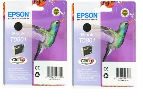 Epson T0801 x2 2x Tintenpatronen Original, schwarz