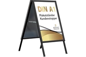 Plakatständer Keitum Black Line DIN A1 schwarz | beidseitig für 2 Plakate | Rückwand aus verzinktem Stahlblech | entspiegelte Schutzscheiben | wetterfest | Kundenstopper Gehwegaufsteller | Dreifke