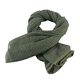 Shemagh Keffieh Écharpe à Réseau Foulard Militaire Filet De Camouflage Écharpe en Maille Filet pour Camoufler Fusil et Équipement Réseau Rigide Mesh pour Armée Tireur Pêcheur Chasseur (Vert 180x90cm)