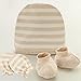 Produktbild Bio Baumwolle Streifen Neugeborene Hat Handschuhe Babyschuh-Set Kratzhandschuhe Set, hautfreundlich & Atmungsaktiv & Keep Warm & formaldehydfrei & kratzfest Baby Displayschutzfolie