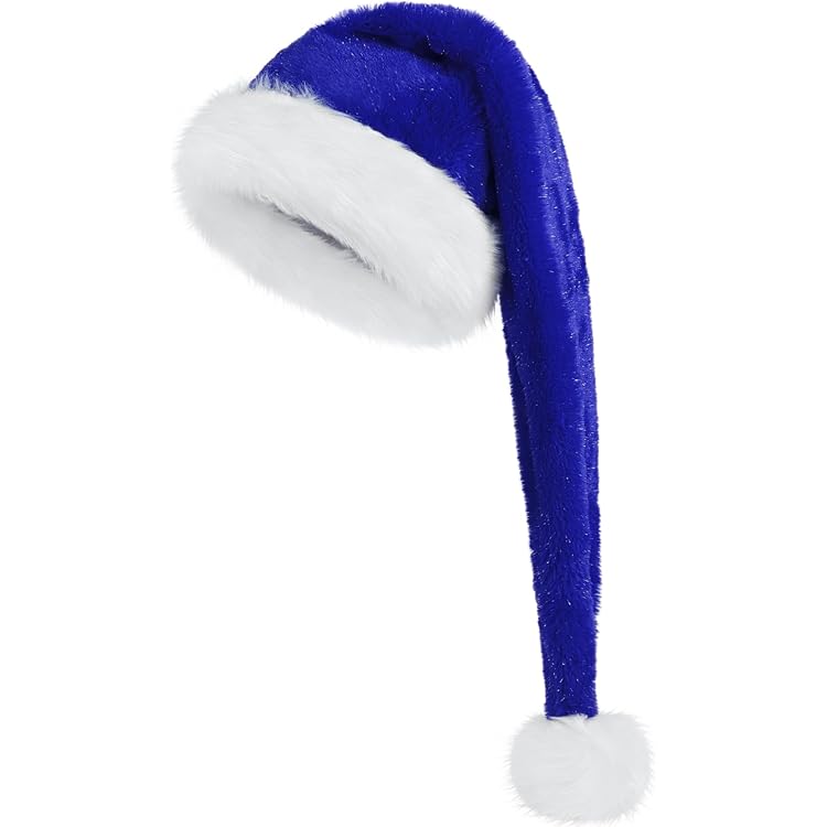 2 Stück Plüsch-Weihnachtsmützen Für Erwachsene – Mit Goldenem Stern Und Bommel Für Die Festtagszeit