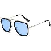 SHEEN KELLY Retro Sunglasses Tony Stark Sunglasses Square Glasses Metal Frame for Men Women Downey Sunglasses | Protecci&oacute;n UV