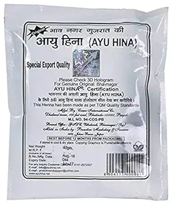 AYU HINA Special Herbal Henna Hair Color, 40g (Pack of 5) - Black