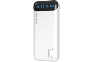 YOBON Power Bank 10000mAh Chargeur Portable Batterie Externe avec 2 Sorties USB 2,4 A et Entrée USB C Compatible avec Huawei iPhone 12 11 X iPad Samsung Galaxy S20 Android Tablette Plus (Blanche)