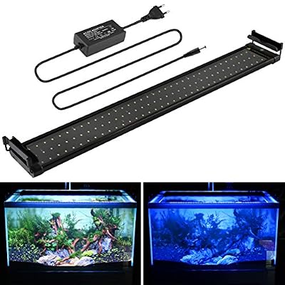 MAINLICHT Lumières Rampe Led pour Aquarium 70-90 cm éclairage Aquarium Leds 90 Blanc + 18 Bleu lampe 18W 2 Mode