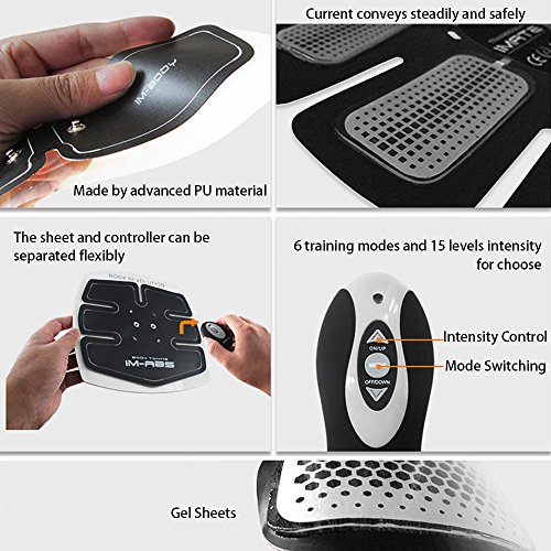 IMATE Professionelle EMS Bauchmuskel-Gürtel zu Hause Fitnesstraining Geräte, Vibration Pads für Männer und Frauen zu Tonen, Abnehmen, Trimmer, Schlank, Figurformer, Stark - 4