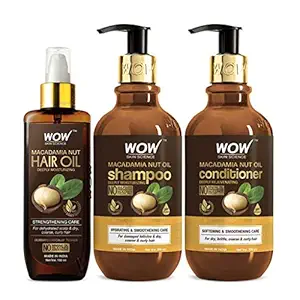 WOW Skin Science Macadamia Ultimate Hair Care kit - Consist of Hair Oil, Shampoo & Conditioner - Net Vol 750mL