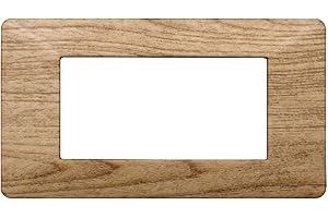 ZOREI Placca Compatibile Con Vimar Plana (4 Moduli/Posti, Legno Scuro)