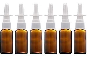 VASANA Lot de 6 flacons vaporisateurs nasaux vides en verre ambré rechargeables pour maquillage et eau saline 20 ml