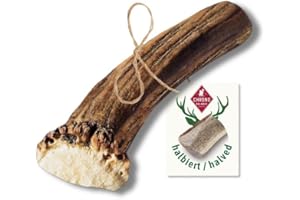 ChronoBalance® M - Hirschgeweih für Hunde – 1er Set Halbierte Kauspielzeuge, 100% Natürliches Kauknochen Hundespielzeug zur Zahnpflege, Nachhaltige Hunde Kauartikel ohne Chemie