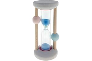 Hess Horloge Brosse à Dents en Bois, pour Enfants, Sablier avec Sable Coloré, pour Usage Quotidien Lors du Brossage des Dents, Nature Rose/Bleu