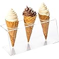 BPA Clear Tek Clear Acrylic Ice Cream Cone Holder - 3 Slots - 1Ct Box -