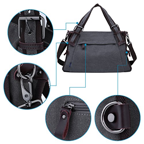Coofit Damen Canvas Umhängetasche Messenger Bag Handtasche Hobo - 3