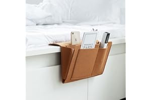 Amdonalo Bedside Organiser Bedside Pocket Bed Pocket Sofa Bedside Felt Storage Bag for Home Bed Rails, Sofa, Bunk Beds (Brown)