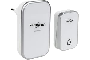 GreenBlue kinetic batterifri trådlös ringklocka, 38 melodier, vit, räckvidd upp till 200 m, IP44, GB157 W