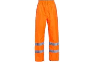 Blackrock Orange Hi Vis Waterproof Overtrousers, Reflective High Viz Visibility Safety Work Trousers Men's & Women's, Rain Waterproof Pants, Workwear Overalls, Fully EN Certified - Size Large