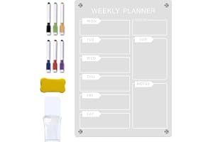 Akrylkalender för kylskåp, veckoplanerare avtorkningsbar, akrylic månadsplanering, whiteboard akryl transparent, torr avtorkb