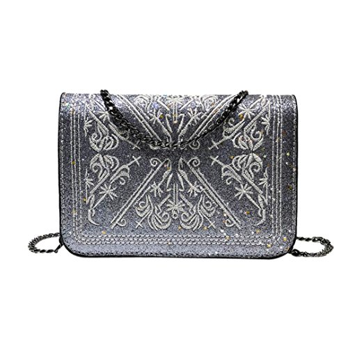 Preisvergleich Produktbild Damenmode Glitter Bling Umhängetaschen / VENMO Pretty Stickerei Umhängetasche / Segeltuch-Handtaschen-Kreuzkörper sollte / Geldbeutel-Tasche Tote-Handtasche Schulter Messenger Tote Taschen (Gray)