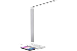 ‎CHESBUNG Chesbung Schreibtischlampe, LED Schreibtischlampe, dimmbare Tischleuchte, 5 Farb- und 10 Helligkeitsstufen, Touch-Bedienung, faltbar, mit USB-Ladeanschluss und Augenschutz (Silber)