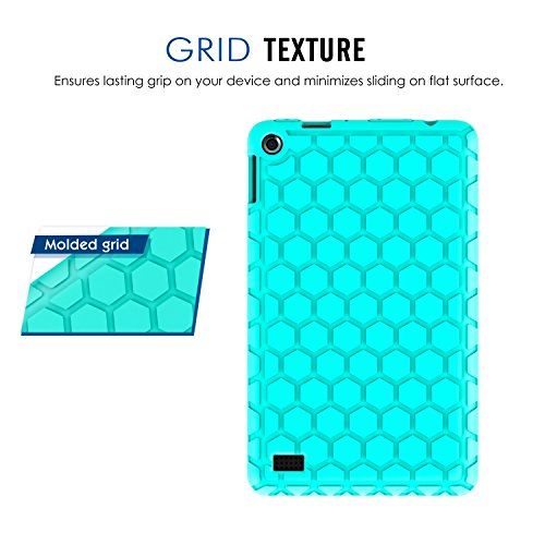MoKo Fire 2015 7 Zoll Hülle – [Honey Comb Series] Leichte Rutschfeste Stoßfeste Silikon Schutzhülle Protector Case für Amazon Fire Tablet (Vorherige 5th Generationeration – 2015 Modell), Mint Grün - 6