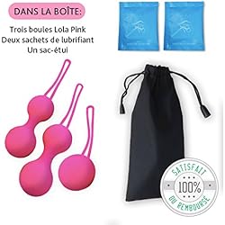 Boules de Geisha "Lola pink"- 3 boules évolutives- Exercices de Kegel pour tonifier les muscles pelviens-Rééducation du périnée après l'accouchement-Lubrifiant fourni
