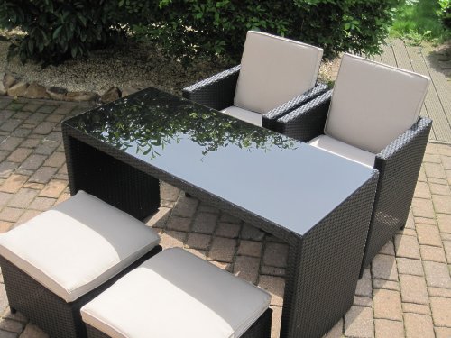 Polyrattan Rattan Garten Sitzgruppe New Toscana schwarz für 2 bis 4 Personen - 6