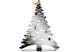 ‎ALESSI Alessi BM06 Bark for Christmas Weihnachtsschmuck - Edelstahl AISI 430 glänzend poliert mit Magneten aus Porzellan., 35,50 x 14,00 x 45,00 cm Stainless Steel