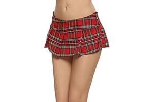IMJONO Été Jupe Femmes La Mode Club Taille Basse Sexy Treillis Mini Jupe Ecossais Évasé Tartan Plissé Plaid Court Jupe