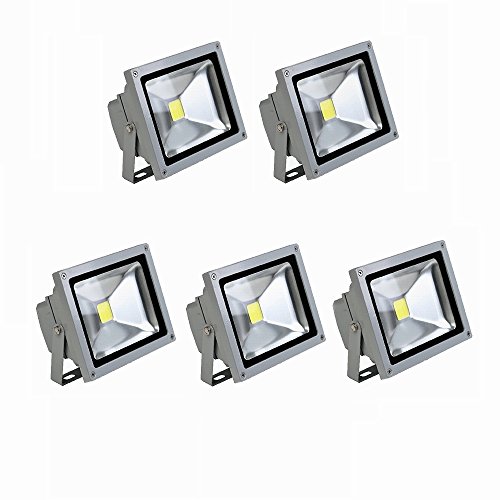 Preisvergleich Produktbild MCTECH 10W LED Strahler Fluter Wasserdicht Lampe Warmweiß Silber 5 Stück