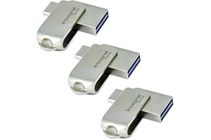 Integral 3 Pack 64GB 360-Dual USB 3.2 Gen 1 Type C and Type A Flash Drive with Solid Metal Casing, Fast Transfer Speeds and Simply Plug and PlayIPhone 15, 16 series, Macbook Pro/Air and Ipad Pro