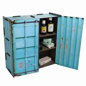 Werkhaus - Wandschränkchen Medizinschrank in Container-Optik, Türkis