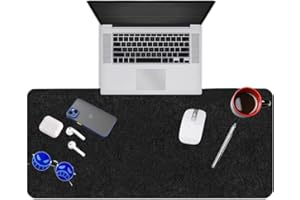 YANGHX Large Felt Desk Pad Desk Protective Computer Pad 90X40cm Minimalistic Felt Anti-Slip Desk Mat for Keyboard and Mouse (Black)