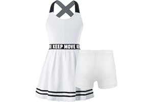 iiniim Mädchen Sport Set Tenniskleid + Shorts Golf Sport Kleider Ärmellos Racerback Sportliche Trainingskleid Fitness Yoga Outfits