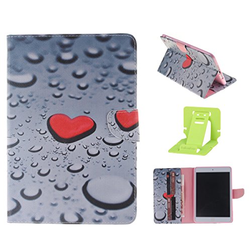 iPad Mini Hülle,ipad Mini 2 hülle Hardcase,Ekakashop Luxus Bunt Herzförmige Wassertropfen Muster Design Flip Painted PU Ledertasche Hülle im Bookstyle Folio Cover hüllen Schutzhülle Magnetic Protection Protective Handyhülle mit für Apple ipad Mini 1 / 2 / 3 Tablet + 1x Kostenlos Ständer (Farbe zufällig)