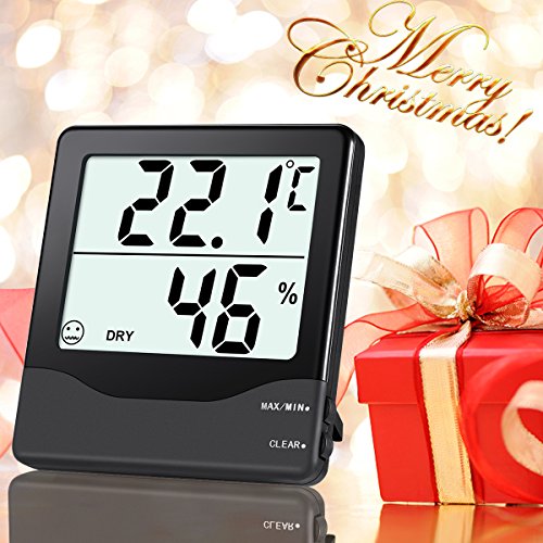 Amir Hygrometer Thermometer, Hygrometer Digital, Indoor Digitales Thermo-Hygrometer Luftfeuchtigkeit Messer Thermometer Hygrometer mit Min/Max und LCD Schirm für Schlafzimmer, Büro, Wohnzimmer, usw.(Schwarz) - 7