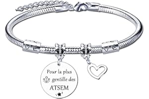 ZYMGUO Cadeau Maitresse D'école Maternelle,Cadeau Atsem Bracelet,Cadeau Professeure,Cadeau de fin d'année,Cadeau Maitresse Atsem Professeur d'école Noel Bracelet