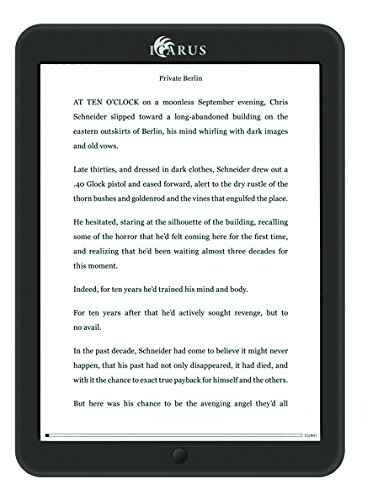 spécifications Icarus e853bk E Ink eReader Illumina XL 20,3 cm (8 pouces) HD avec éclairage WiFi Écran tactile et Android 4.2 Noir