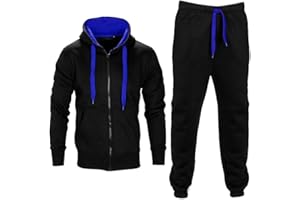 NOROZE Contraste de cuerda forro polar Gimnasio Conjunto del Chándales Pantalón jogging Capucha Sudaderas para hombre Talla S M L XL XXL