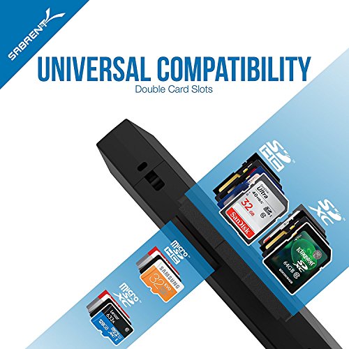 Sabrent Externe Kartenlesegeräte – 2-Schlitz Mikro USB OTG und USB 3.0 Flash-Speicher Kartenleser für Windows, Mac, Linux und allen Android-Systeme (OTG) – unterstützt SD, SDHC, SDXC, MMC / MicroSD, T-Flash [Schwarz] (CR-UMMB) - 4