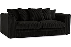 GENERIC ET Jumbo Cord Fabric Sofa - 3 Seater and 2 Seater - Jumbo Cord Fabric (Black, 3 Seater)