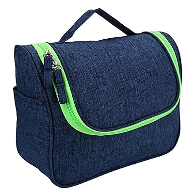 Mogoko Trousse de Toilette Sac de Rangement Tissu - Etanche Grande Capacité pour Voyage Déplacement Vacance Cosmétique - Bleu